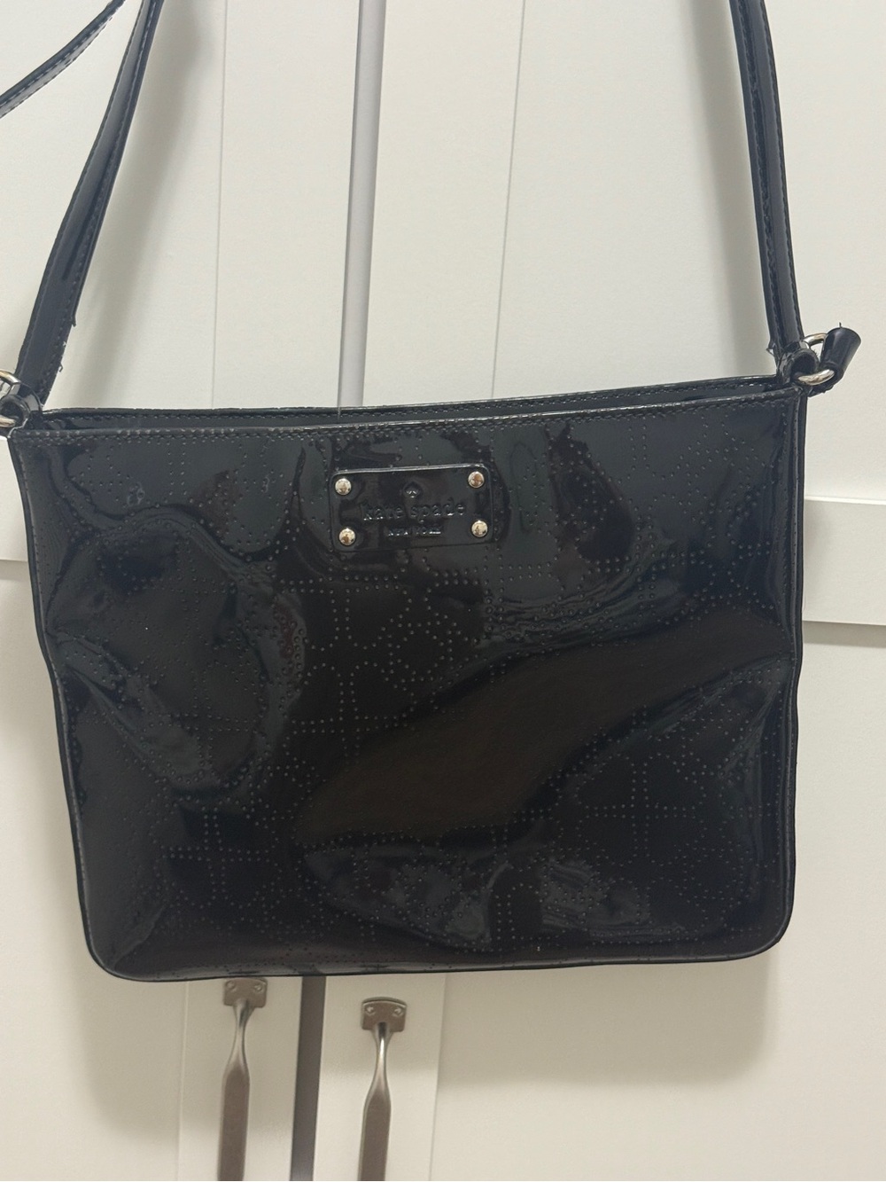 Kate Spade Black Patent PVC Crossbody Shoulder Bag